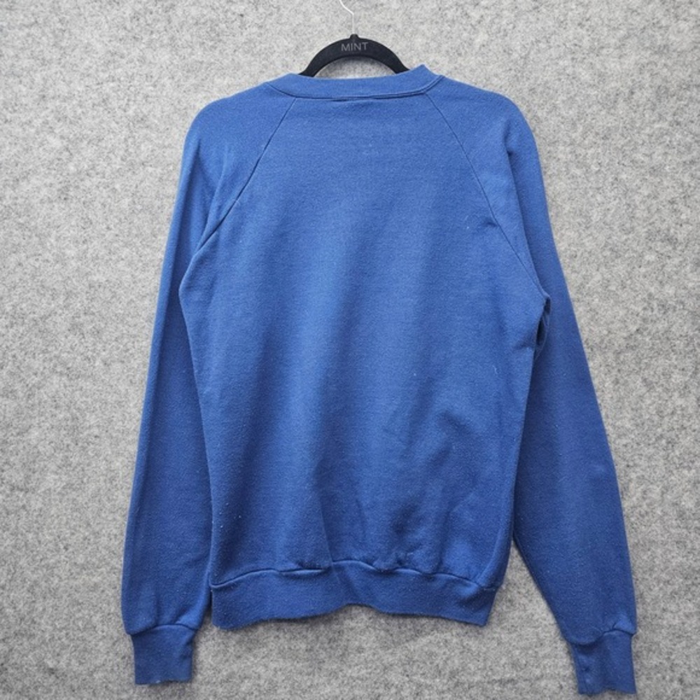 Vintage 80s Raglan Sweatshirt Medium Blue I Touch The Future I Teach JERZEES USA - Picture 3 of 16